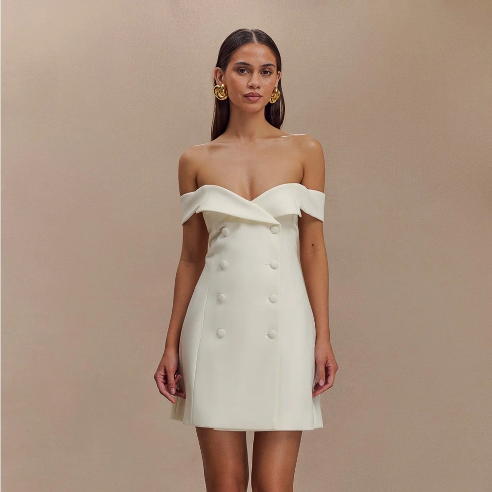 Meshki Noelle Off-Shoulder Suiting Mini Dress
